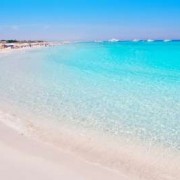 Illetes Formentera East tanga beach with tropical turquoise Mediterranean sea